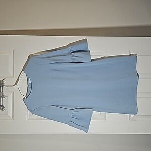 She + Sky Powder Blue Flutter Statement Sleeve Dress Size S